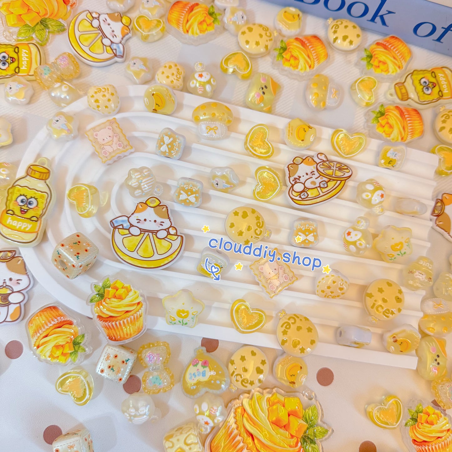 Yellow Tone Embossed Beads