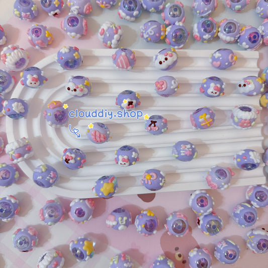 Purple Hand-Painted Beads