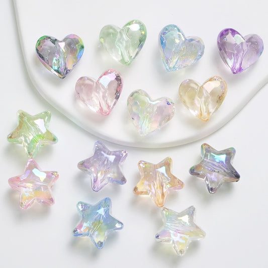 Transparent Star-Shaped Heart-Shaped Beads