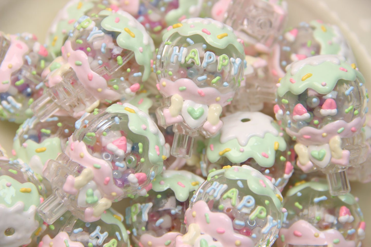 Hand-Painted Lollipop-Shaped Beads