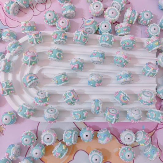 Mint Green Hand-Painted Beads