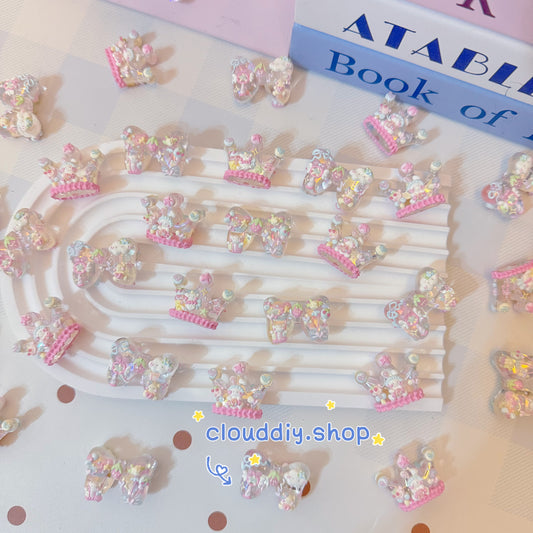 Macaron Bow & Crown Hand-Painted Beads