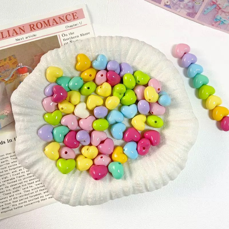 Acrylic Heart-Shaped Beads