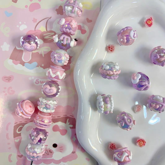 Purple Hand-Painted Beads