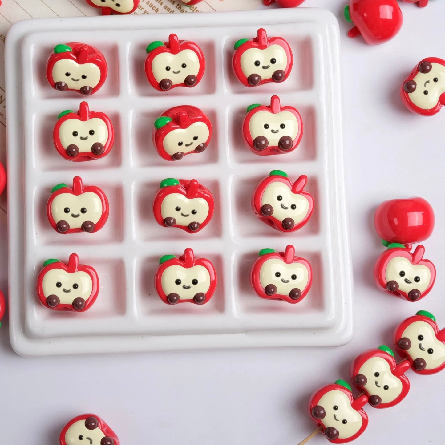 Hand-Painted Apple Beads