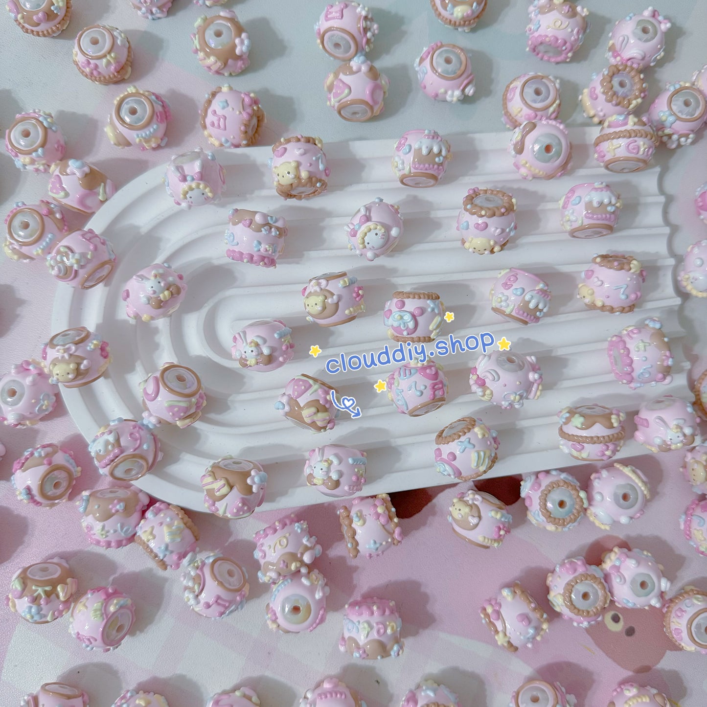 Coffee Pink Hand-Painted Beads