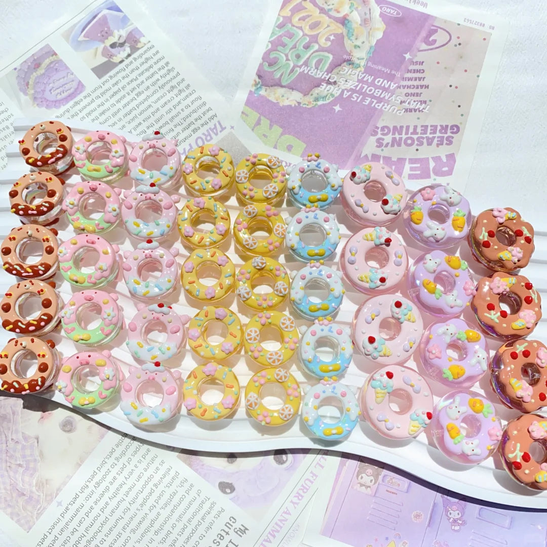 Hand-Painted Doughnut-Shaped Beads