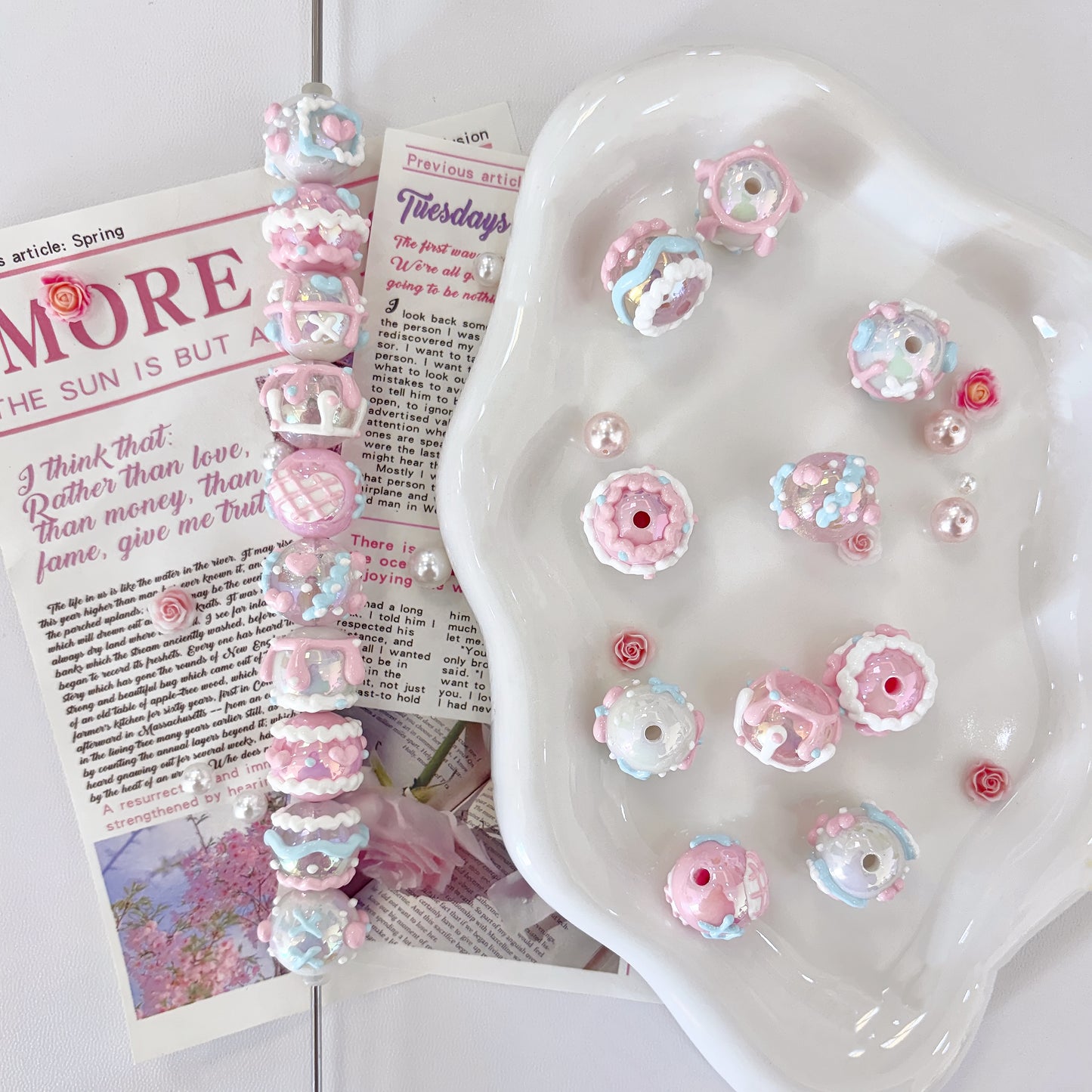 Hand-Painted Pink Beads