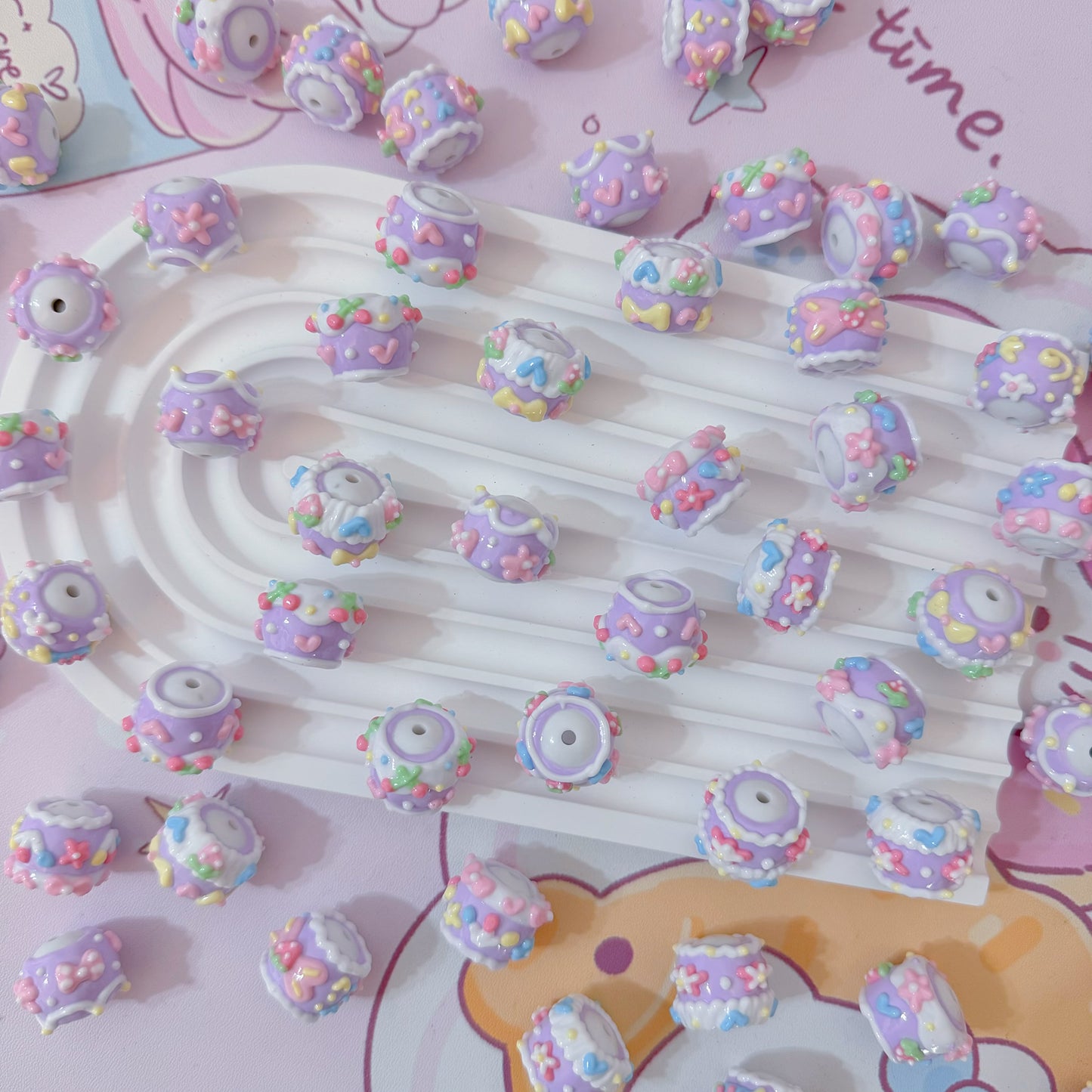 Purple Hand-Painted Beads