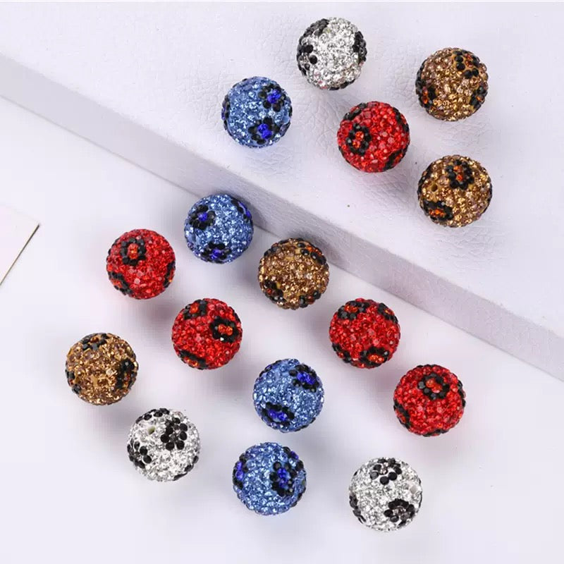 16mm Leopard Print Diamond Beaded
