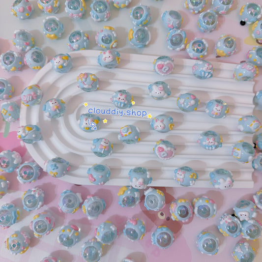 Blue Rabbit Hand-Painted Beads