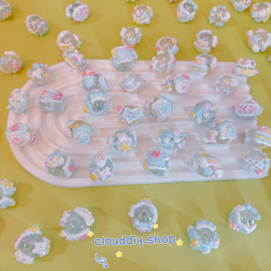 Powder-Blue Hand-Painted Beads