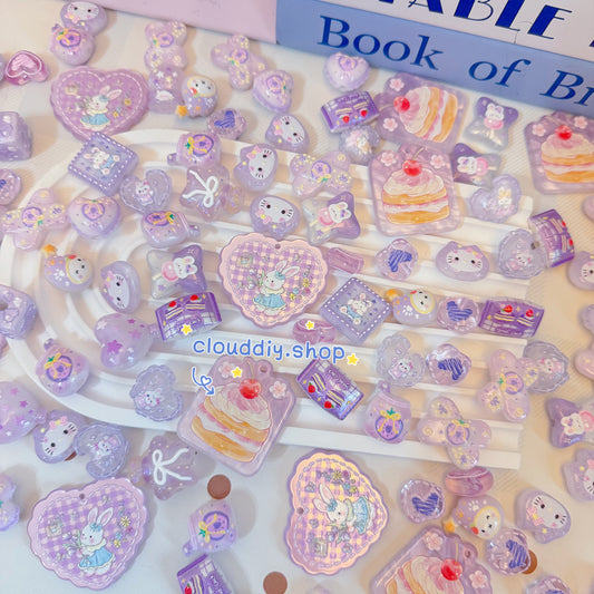 Purple Tone Embossed Beads