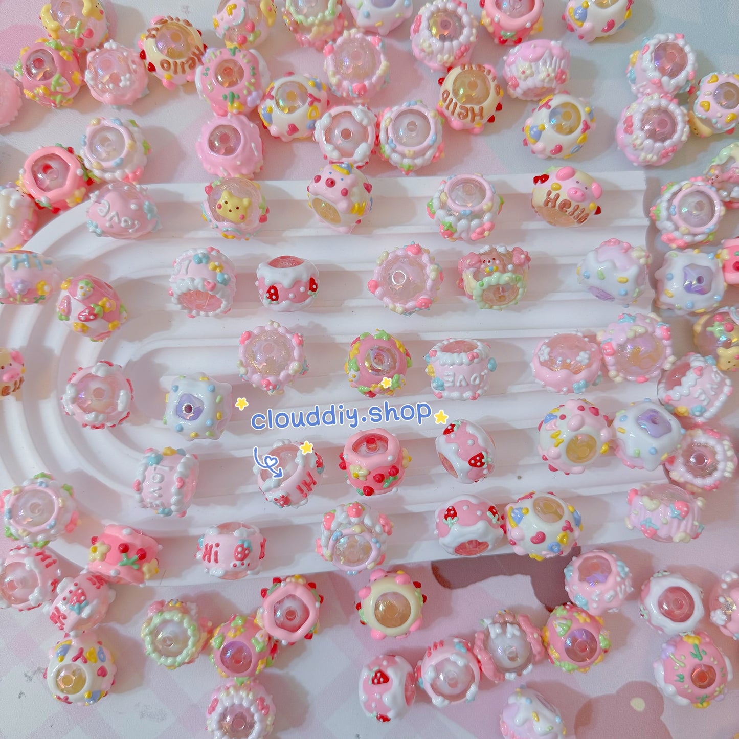 Pink Band-Painted Beads