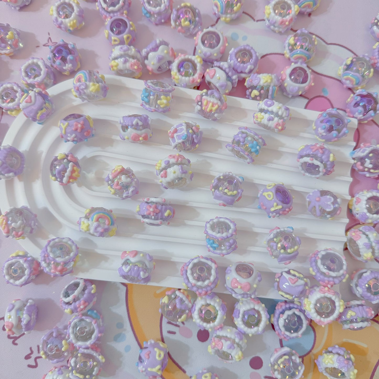 Purple Hand-Painted Beads