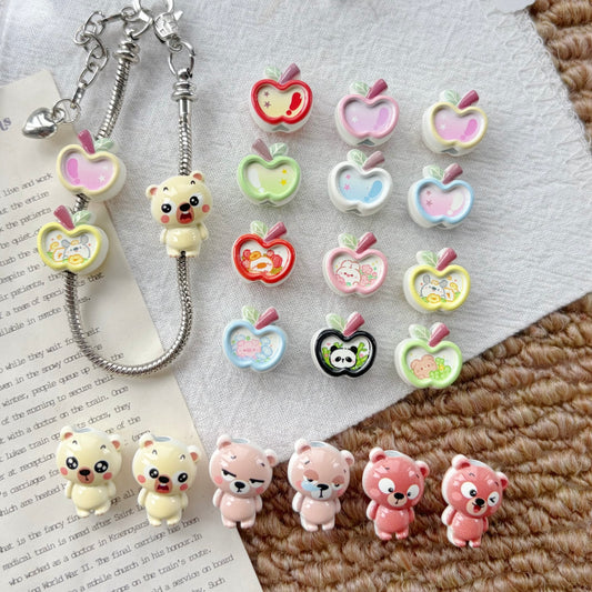 Apple & Bear Alloy Beads