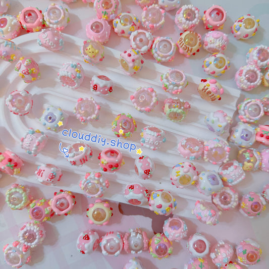 Pink Band-Painted Beads