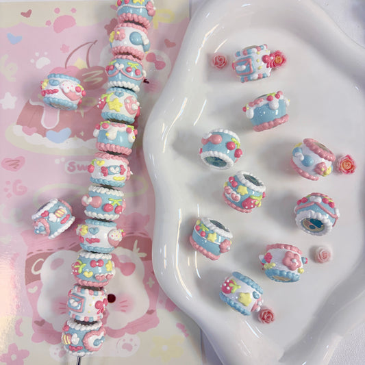 Blue Hand-Painted Beads