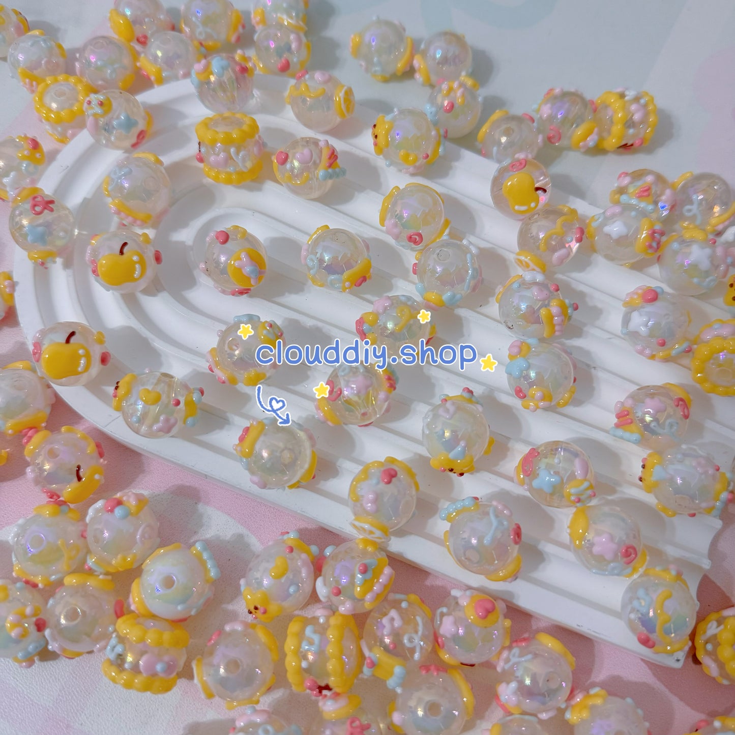 Yellow Color Hand-Painted Beads