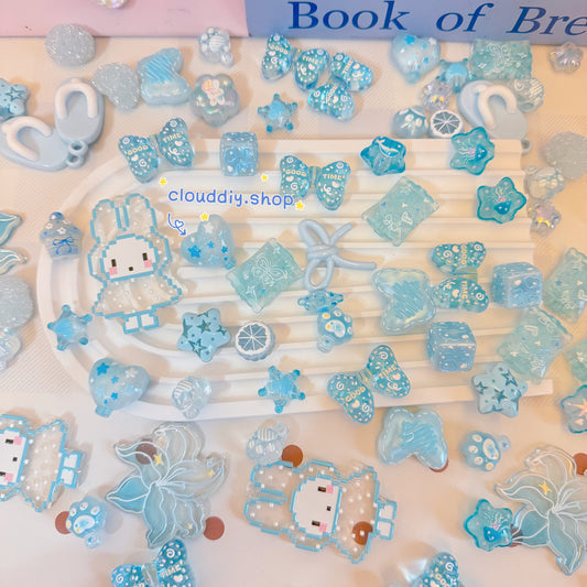 Blue Tone Embossed Beads