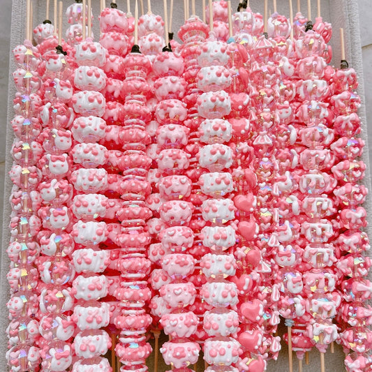 Pink Band-Painted Beads