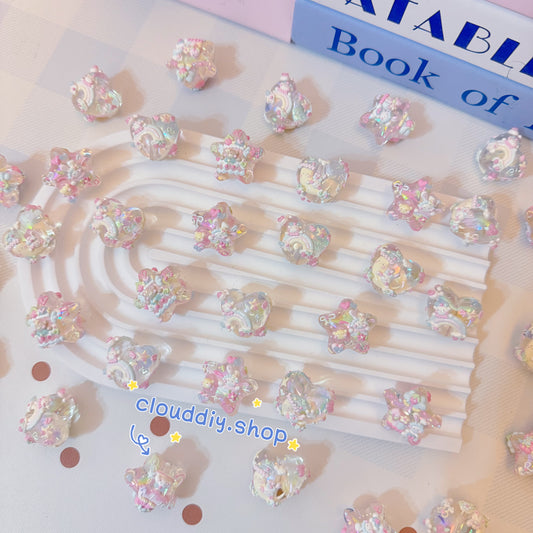Macaron Heart & Star Hand-Painted Beads