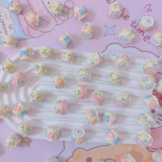 Light Yellow Hand-Painted Beads