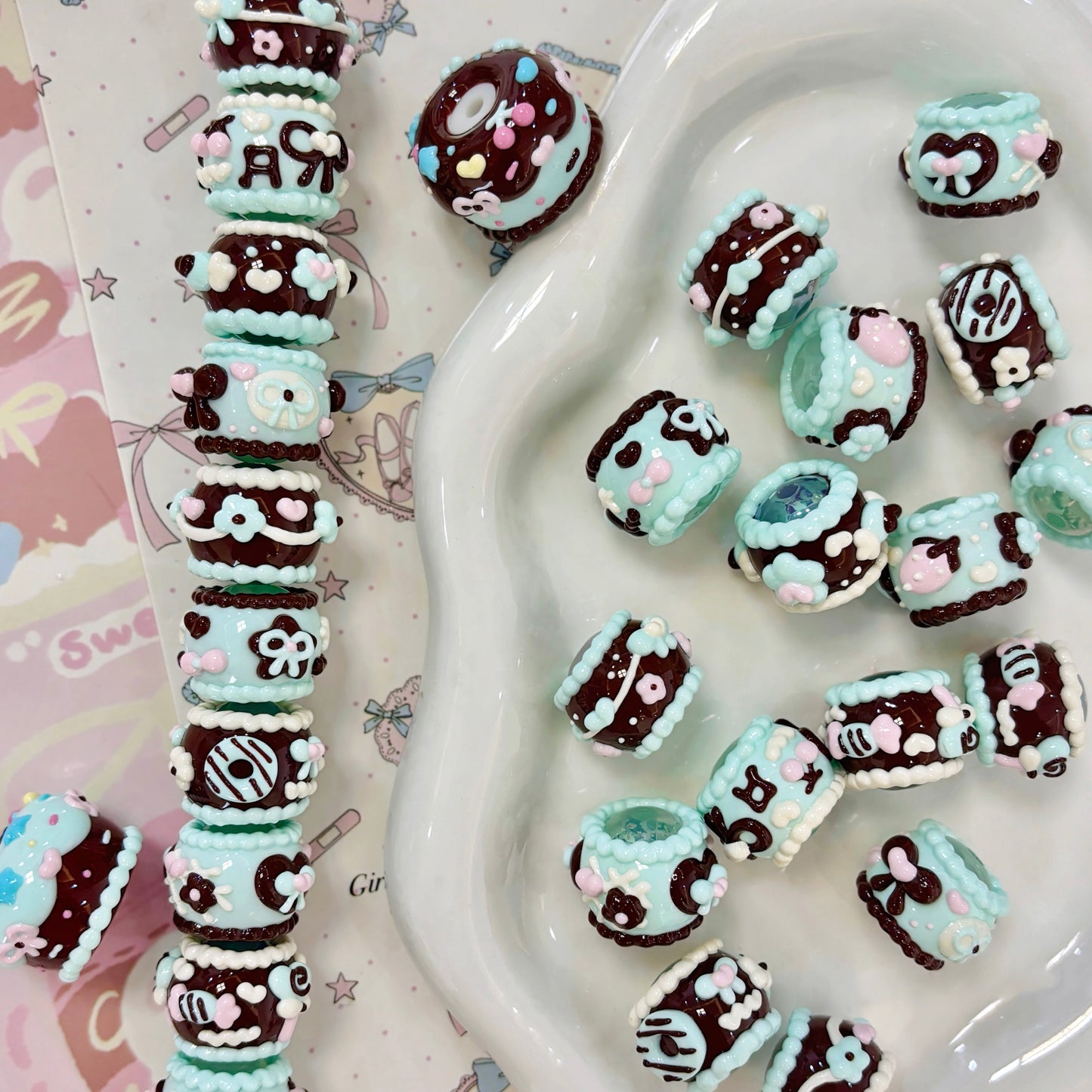 Mint Green Hand‑Painted Beads