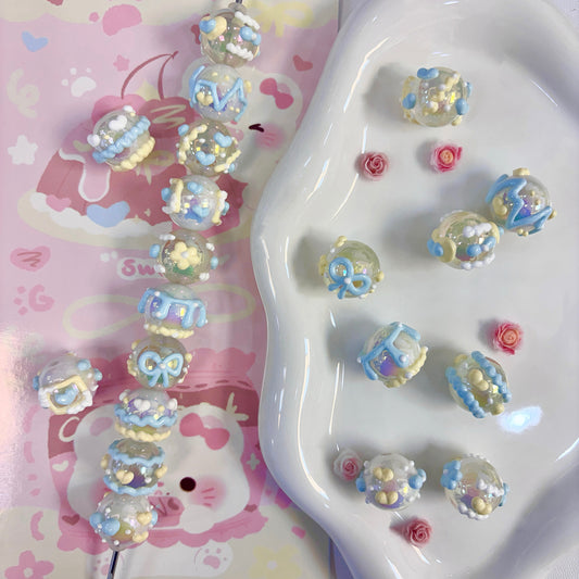 Blue Hand-Painted Beads