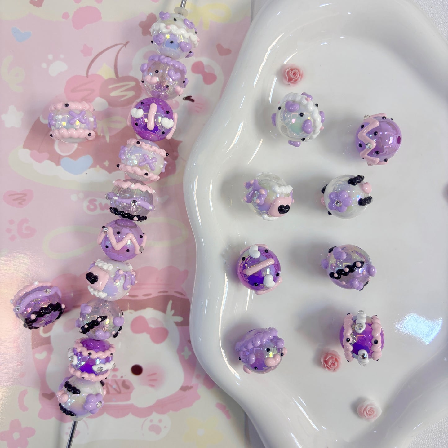 Purple Hand-Painted Beads