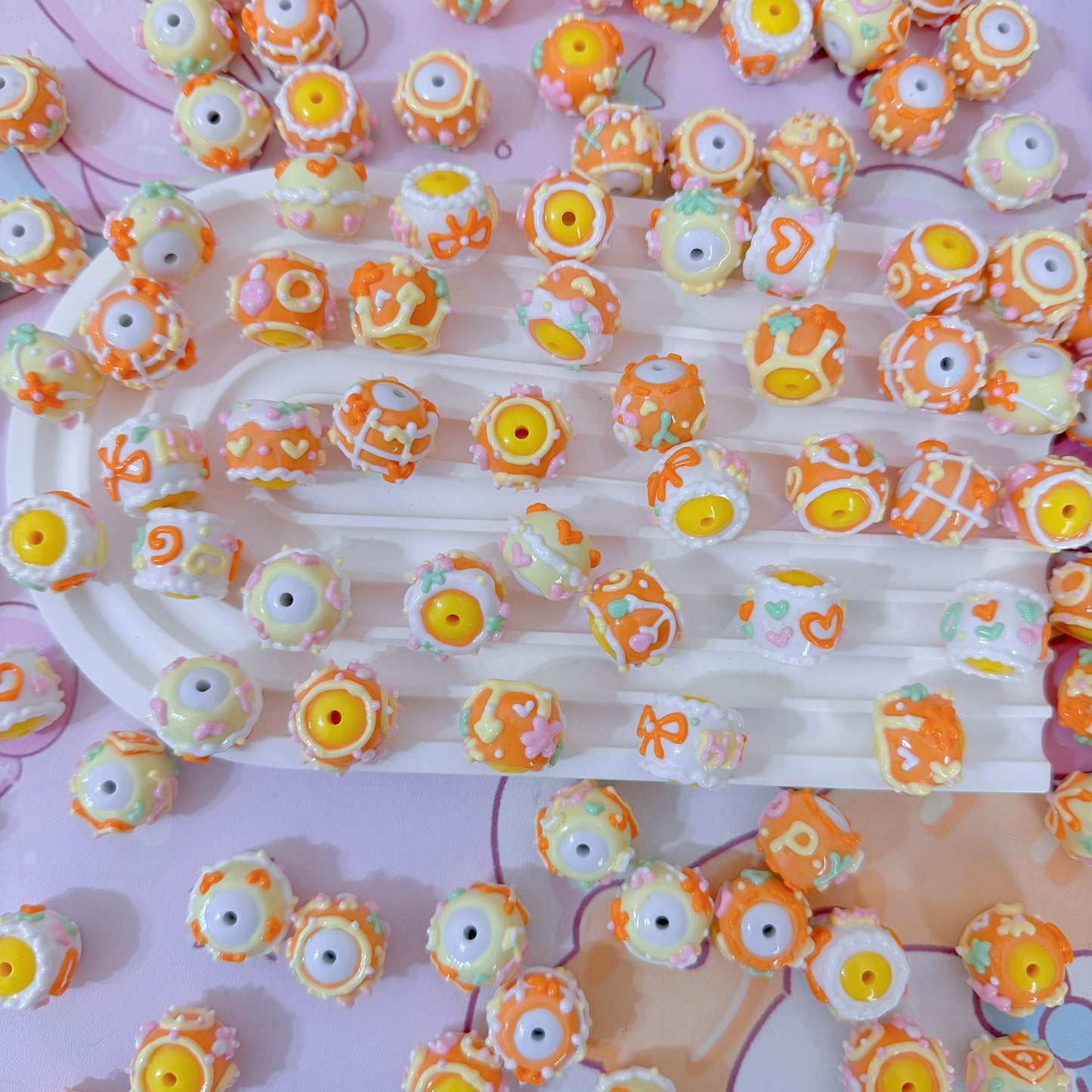 Orange Hand-Painted Bead