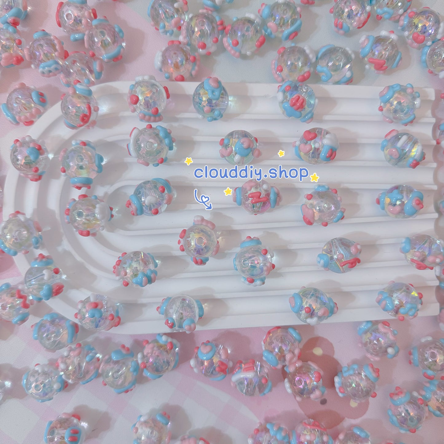 Powder-Blue Hand-Painted Beads