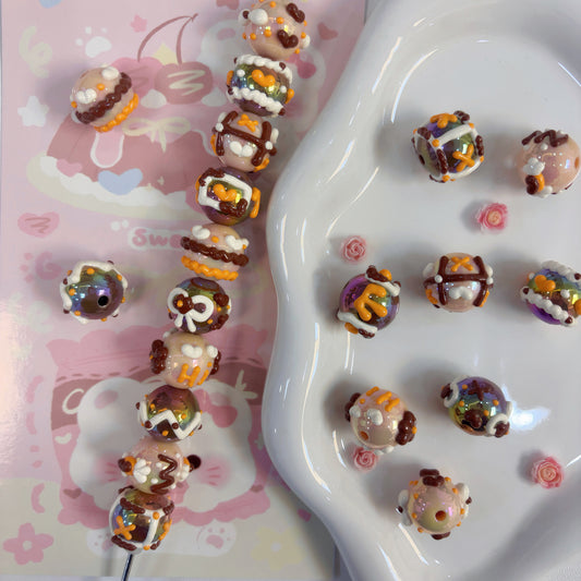 Coffee Color Hand-Painted Beads