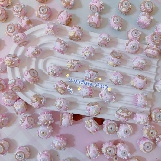 Coffee Pink Hand-Painted Beads