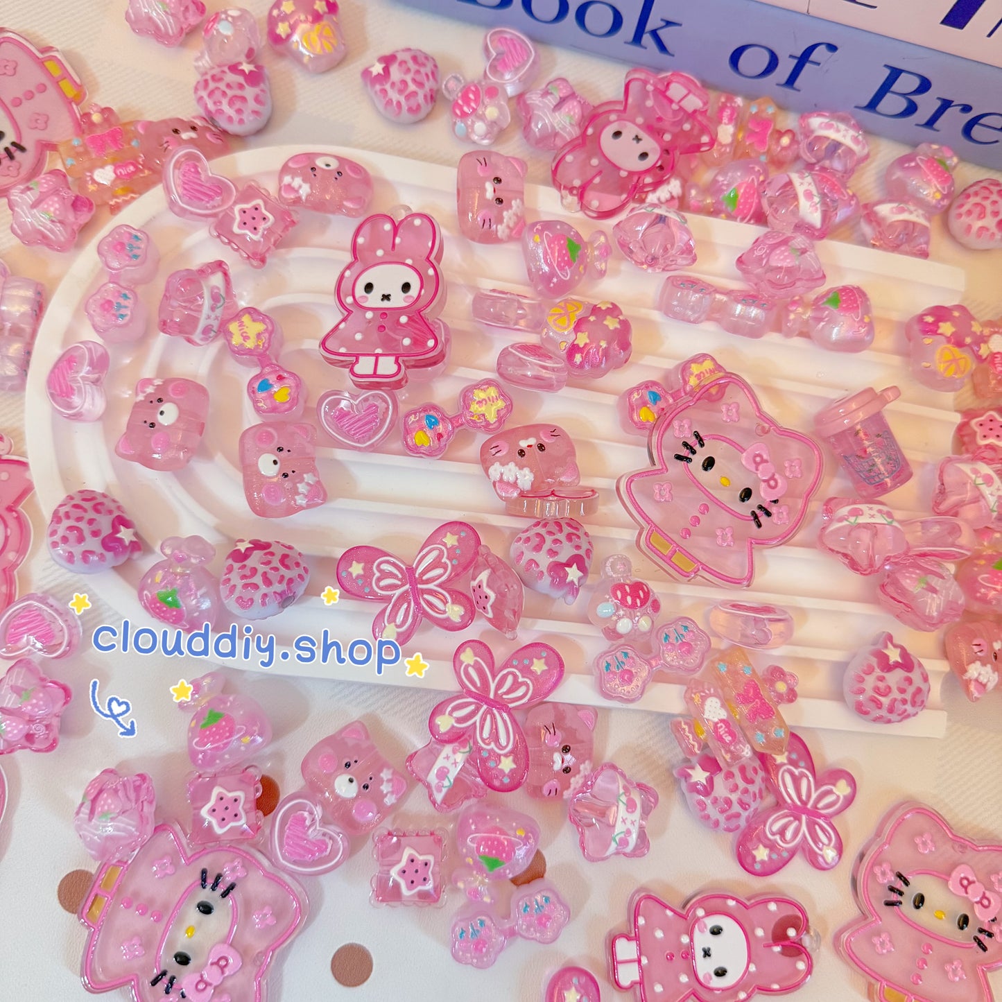 Pink Tone Embossed Beads