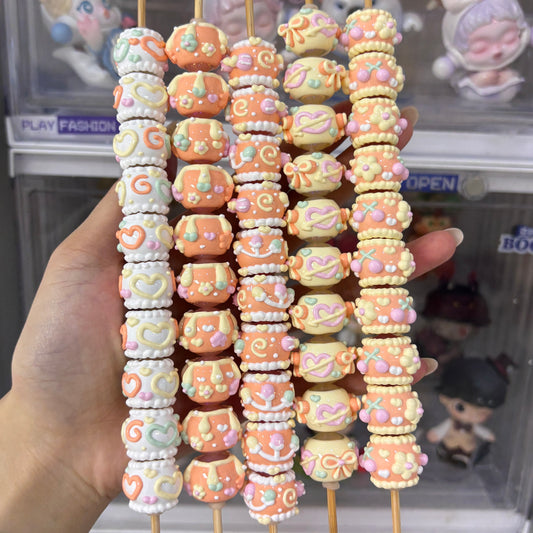 Hand-painted Orange Beads