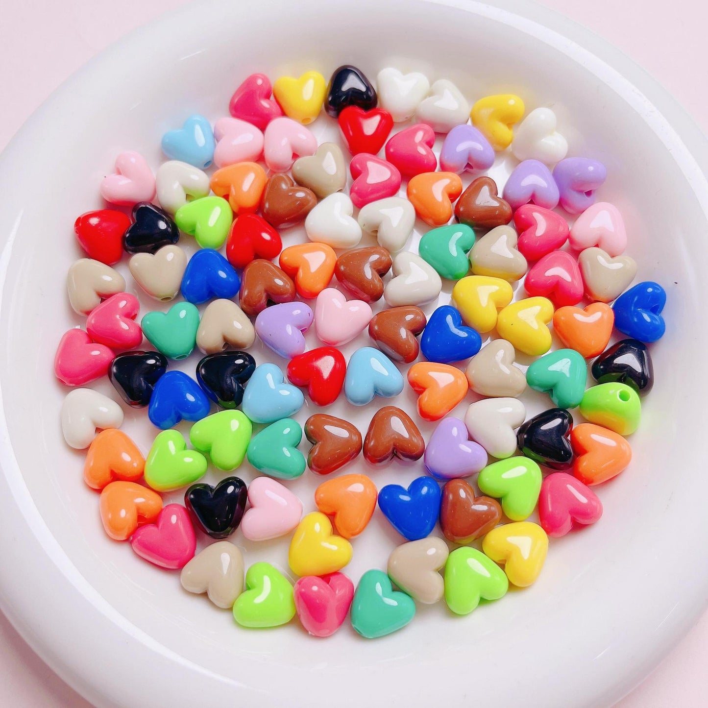 Acrylic Heart-Shaped Beads