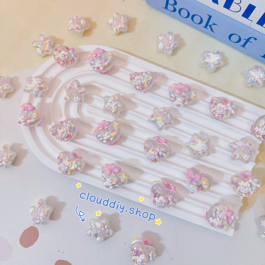 Heart & Star Macaron Hand-Painted Beads