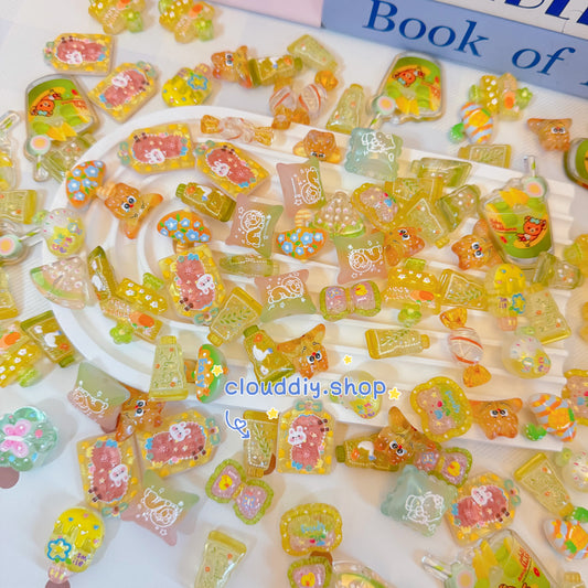 Yellow-Green Tone Embossed Beads