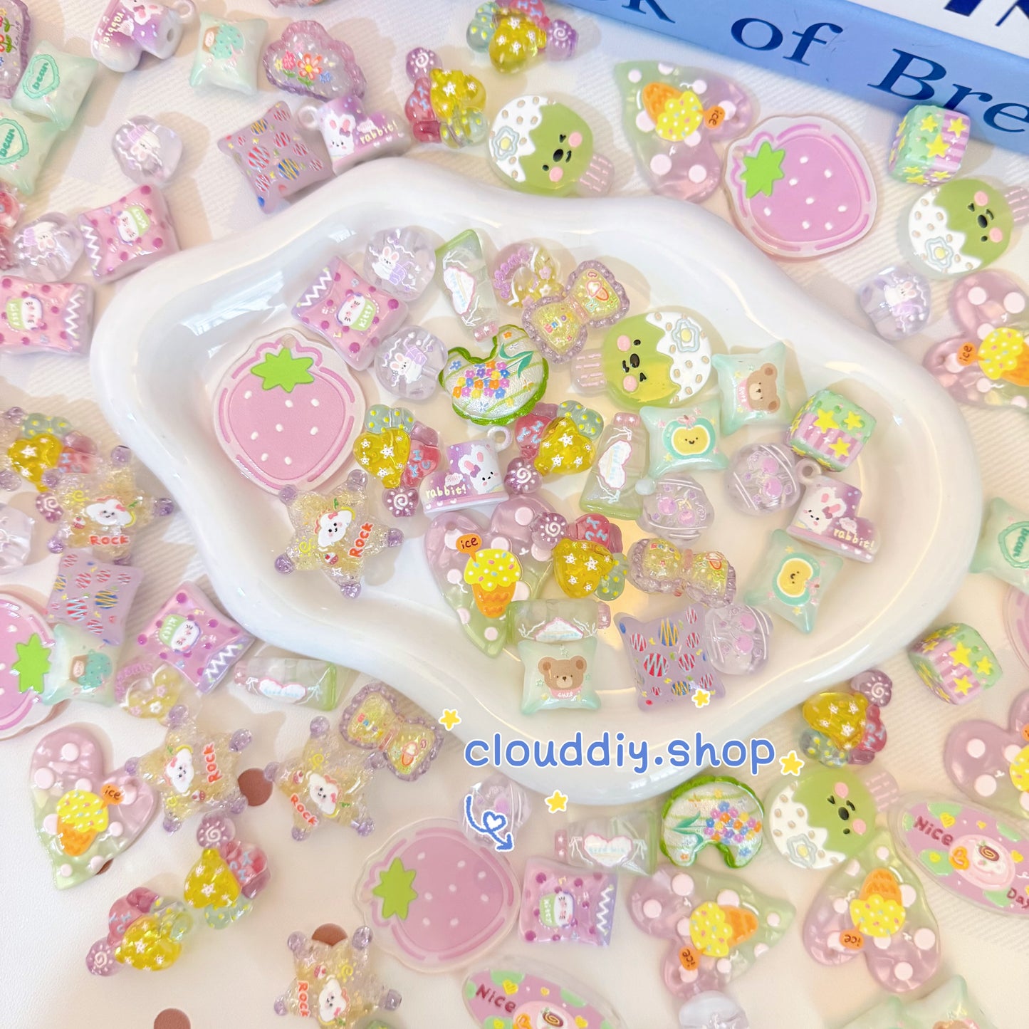 Purple & Green Embossed Beads
