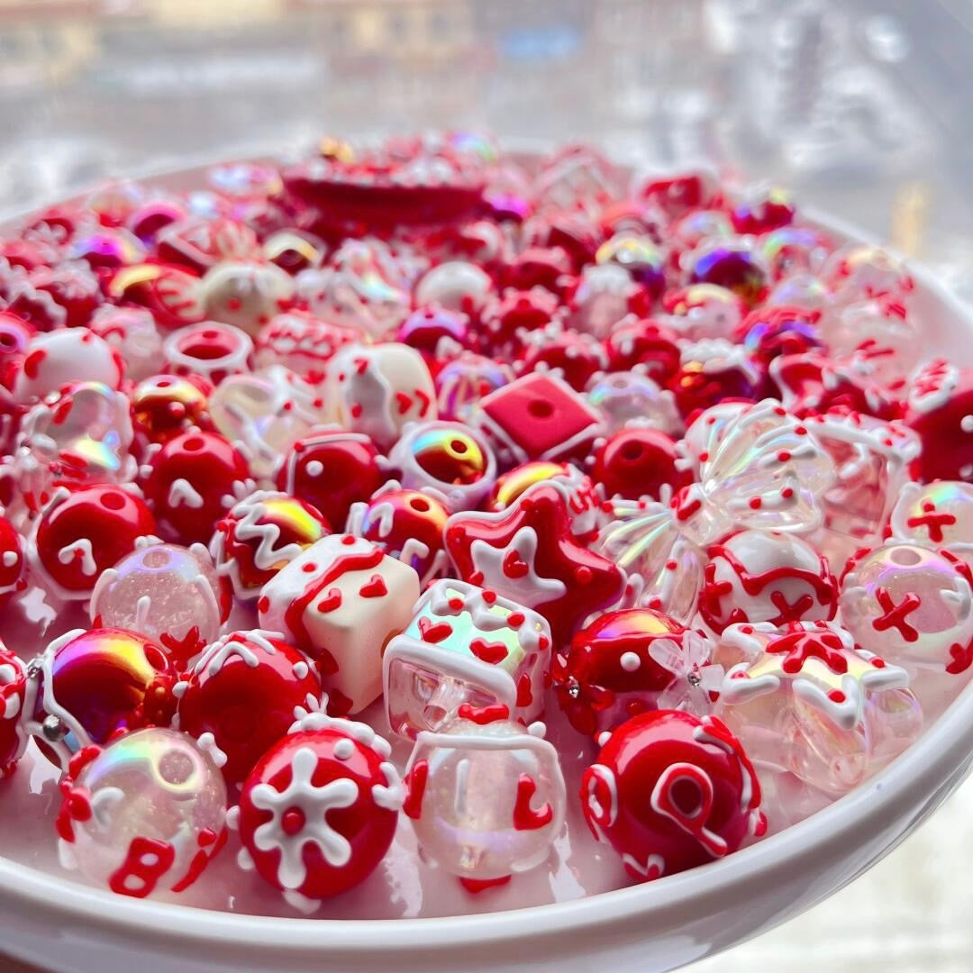 Red Series Hand-Painted Beads