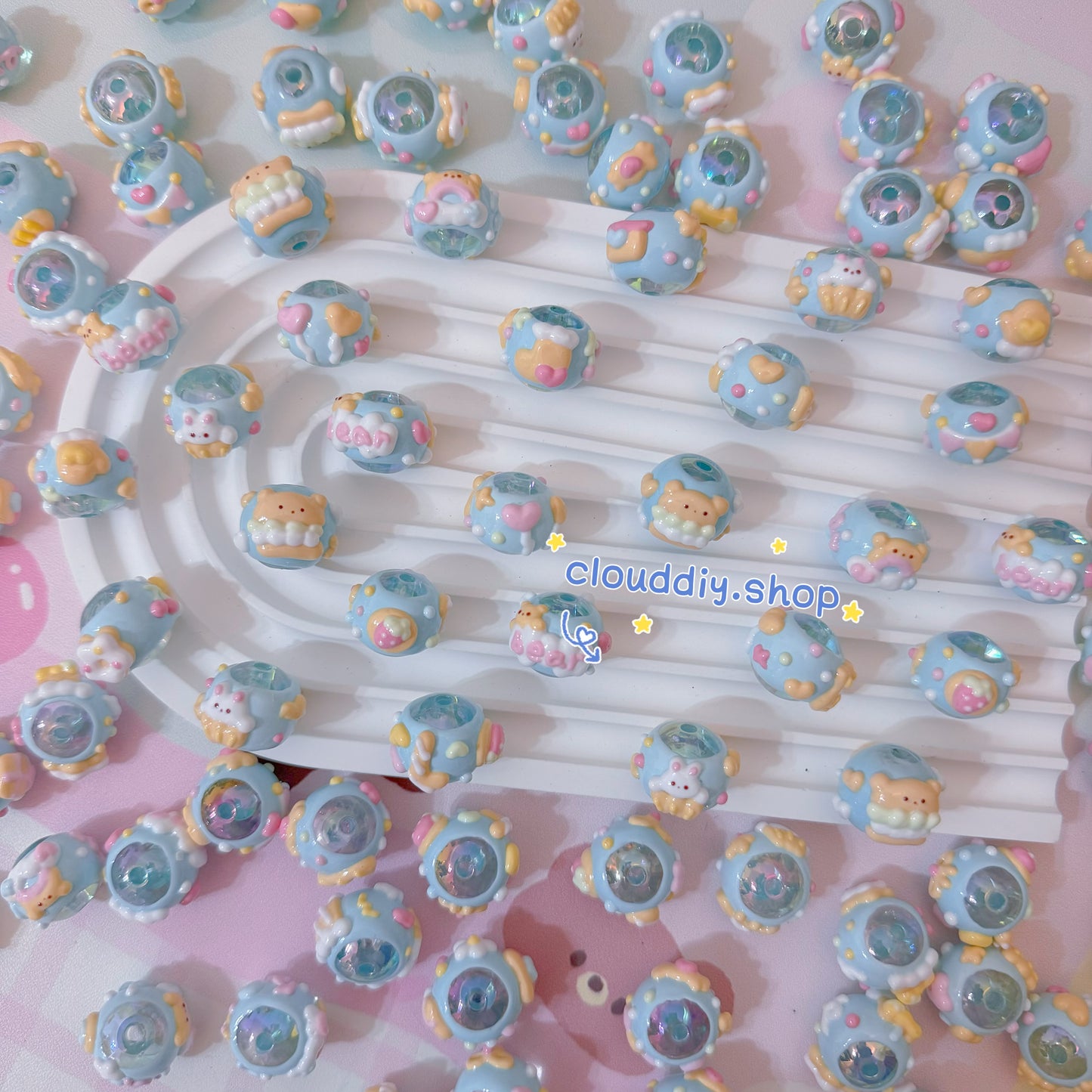 Blue Bear Hand-Painted Beads