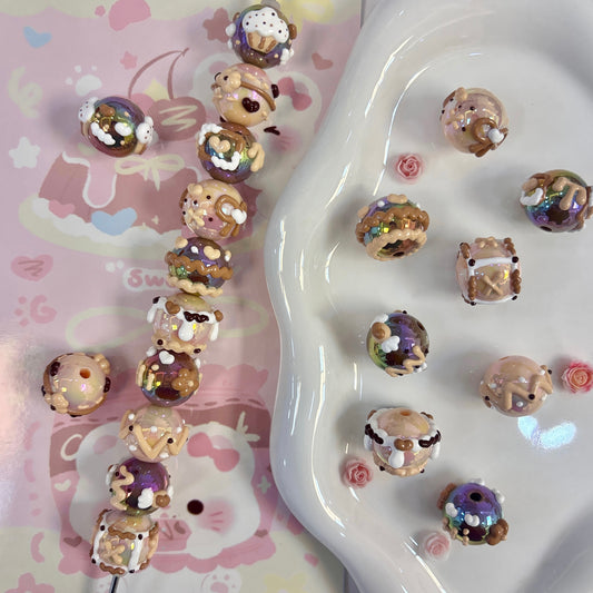 Coffee Color Hand-Painted Beads