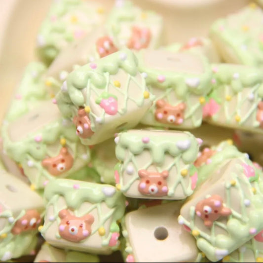 Square Hand-Painted Bead