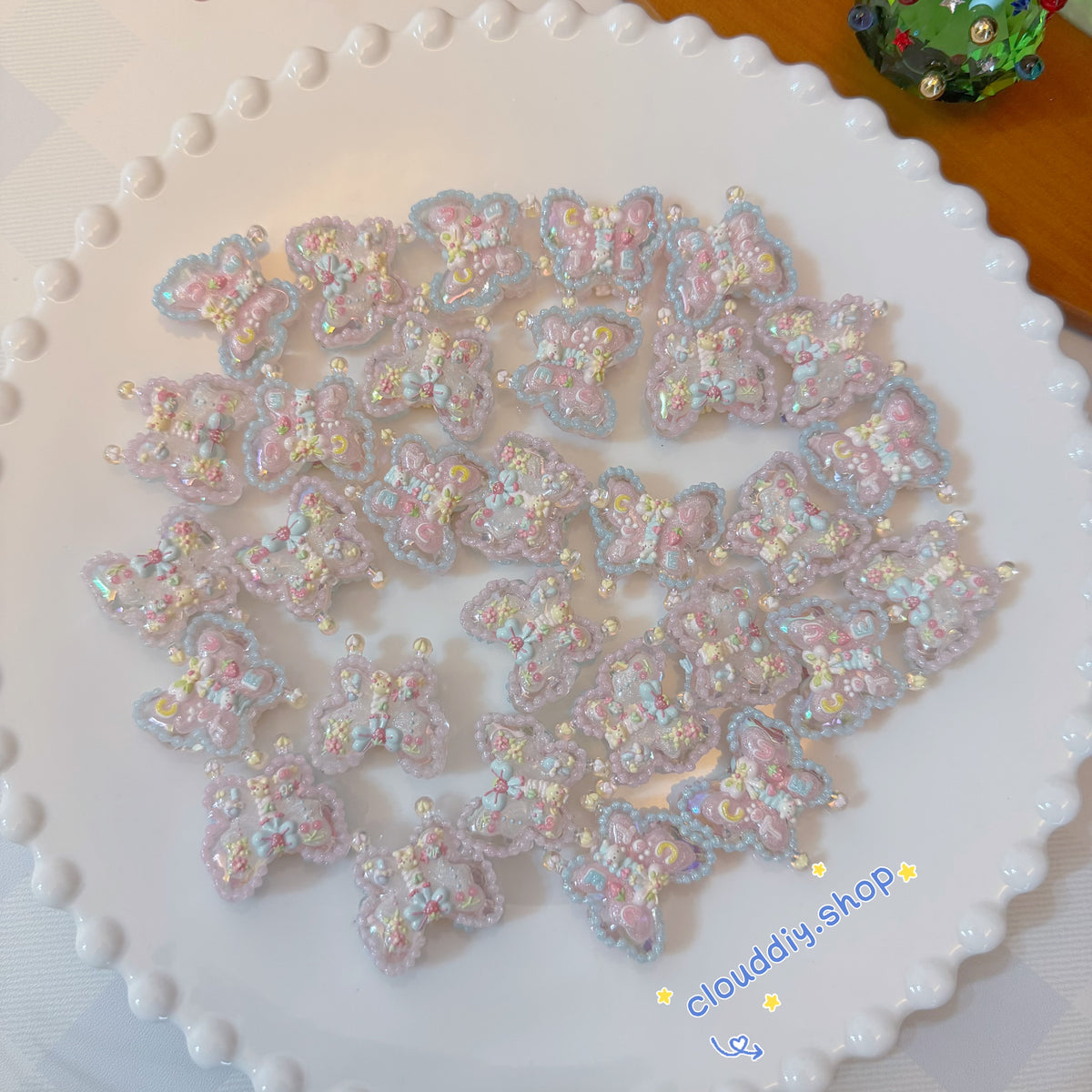 New Butterfly & Heart Macaron Hand-Painted Beads
