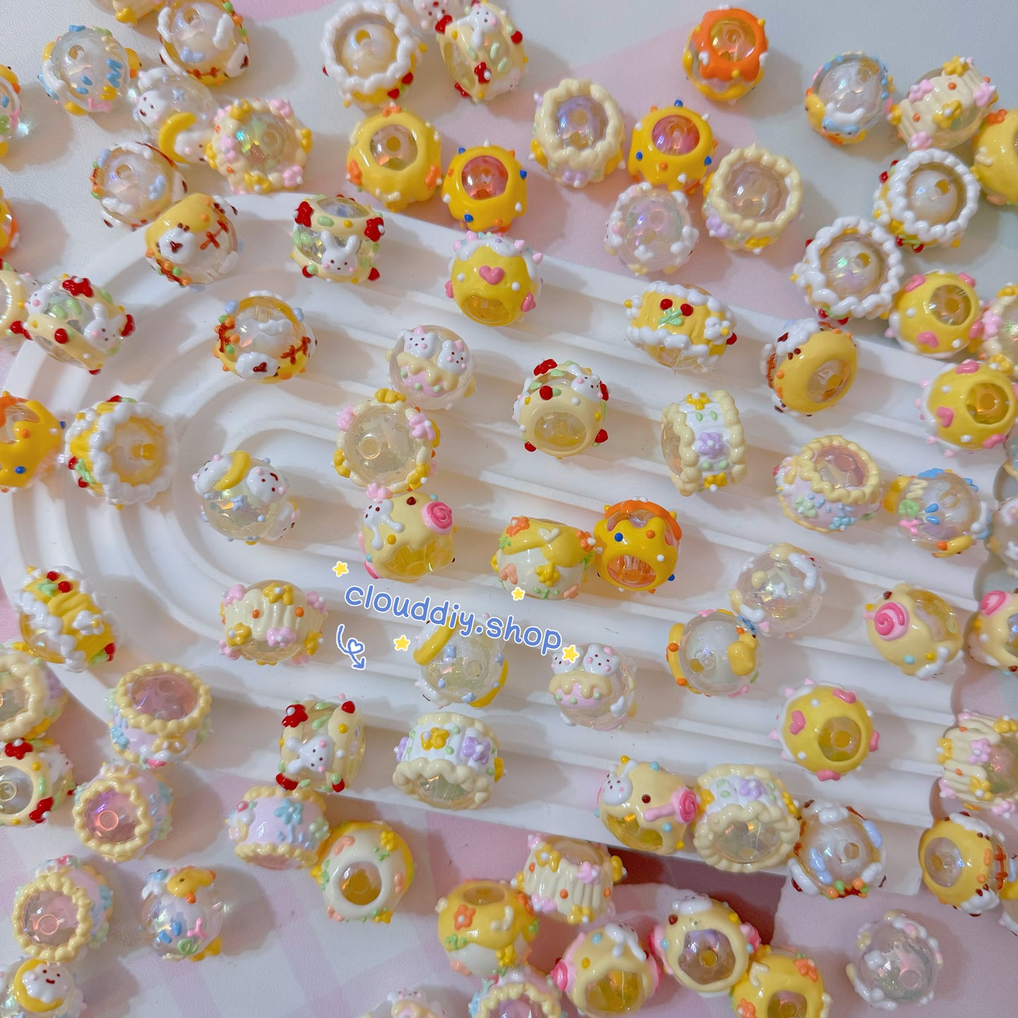 Yellow Color Hand-Painted Beads