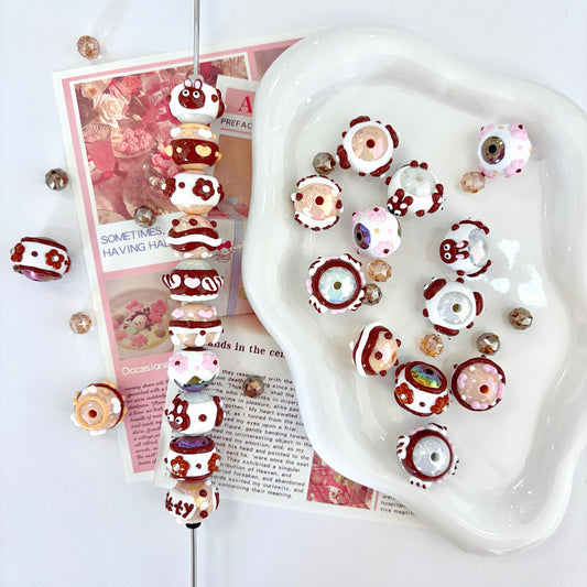 Coffee Color Hand-Painted Beads