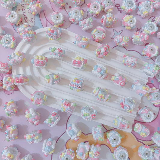 Powder-Blue Hand-Painted Beads