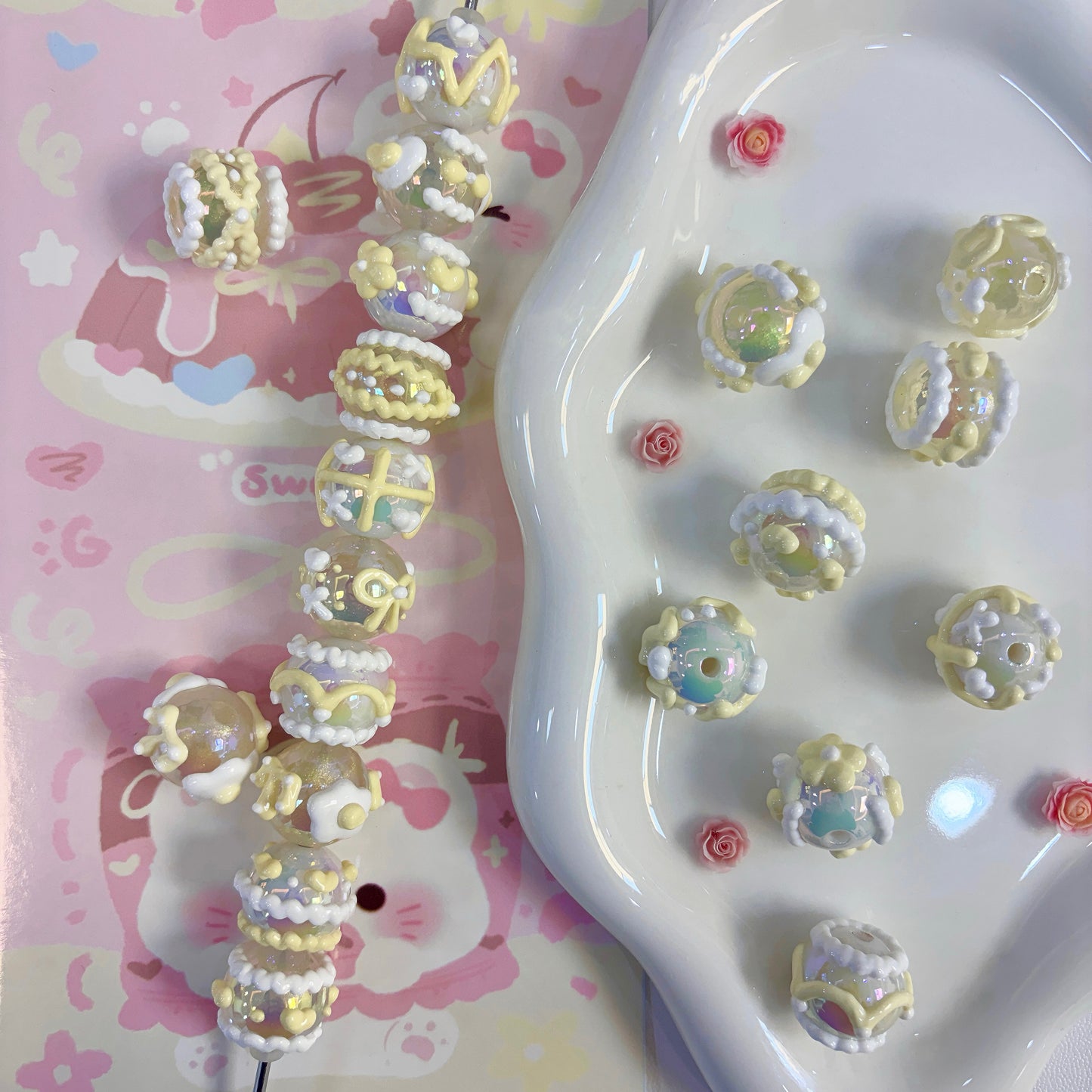 Yellow Hand-Painted Beads