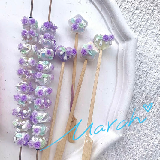 Hand-Painted Flower Bead